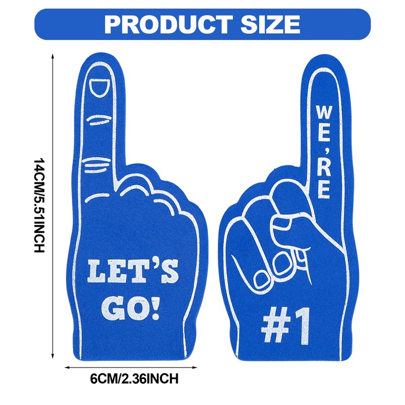 24 Pcs Blue Mini Foam Fingers, Number One Sports Fan