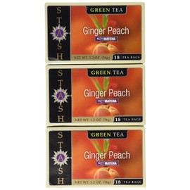 Stash Premium Ginger Peach Green Tea, Tea Bags, 18-Count Boxes (Pack of 6)