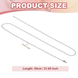 PATIKIL Silver-tone Beaded Chain Necklace, Titanium Steel 2.4mm Bead Ball Chain Necklace Y2K Punk Necklace for Women and Men Jewelry Gift, 21.65 Inch Length