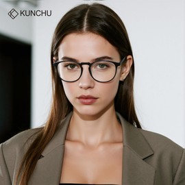 kunchu Blue Light Glasses for Woman & Men - Anti Eyestrain Blue Light Blocking Glasses Lightweight Retro Gaming Glasses（BlackLeopardTou）
