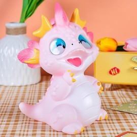 Dinosaur Piggy Bank for Kids, Unbreakable Dragon Money Coin Bank for Boys and Girls, Great Gifts for Birthday, Easter, Christmas (Pink)