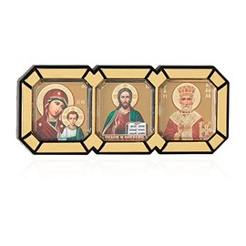 NKlaus Icon Car Triptych Mother of God of Kazan Jesus Christ Saint Nicholas 1223
