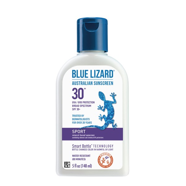 BLUE LIZARD Sport Mineral-Based Sunscreen - No Oxybenzone, No Octinoxate - SPF 30+ UVA/UVB Protection, 5 Fl Oz