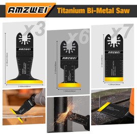 16 PCS Titanium Multi Tool Blades Kits for Wood Metal Nails Drywall Cutting Universal Extra Long Multitool Accessories Oscillating Saw Blade Compatible with DeWalt Makita Dremel and More