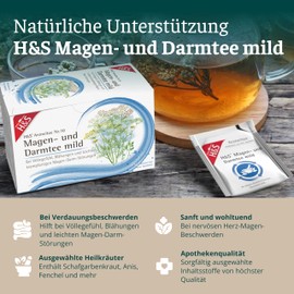 H&S Stomach and Intestinal Tea Mild: Medicinal Tea No. 10 with Yarrow Herb, Anise, Fennel, Cumin, Chamomile for Stomach and Intestines, 20 x 2 g