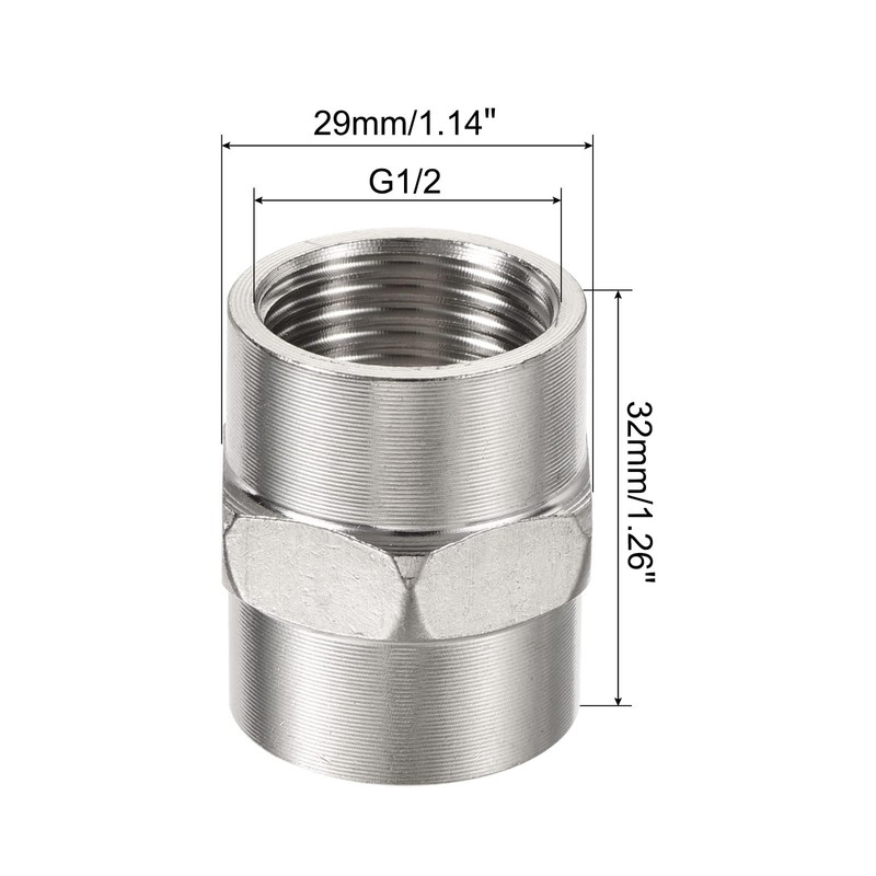 TOP-VIGOR 3Pcs Stainless Steel Pipe Fitting G1/2 Female to Female