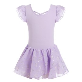 Leotardo de ballet sin mangas para niñas con falda, estampado de corona de unicornio con estrella brillante, Princess Purple, 8-10 Años