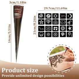 DULZEN 3 Stück Henna Tattoo Temporäre Tattoo Temporäre Tätowierung Tattoo sticker Henna Braun Sommersprossen Henna Freckles mit Henna Tattoo Schablone