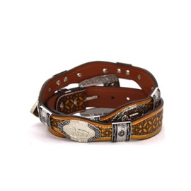 West Star Concho Rodeo Cowboy Belt Genuine Leather 8033 Prayer BR M