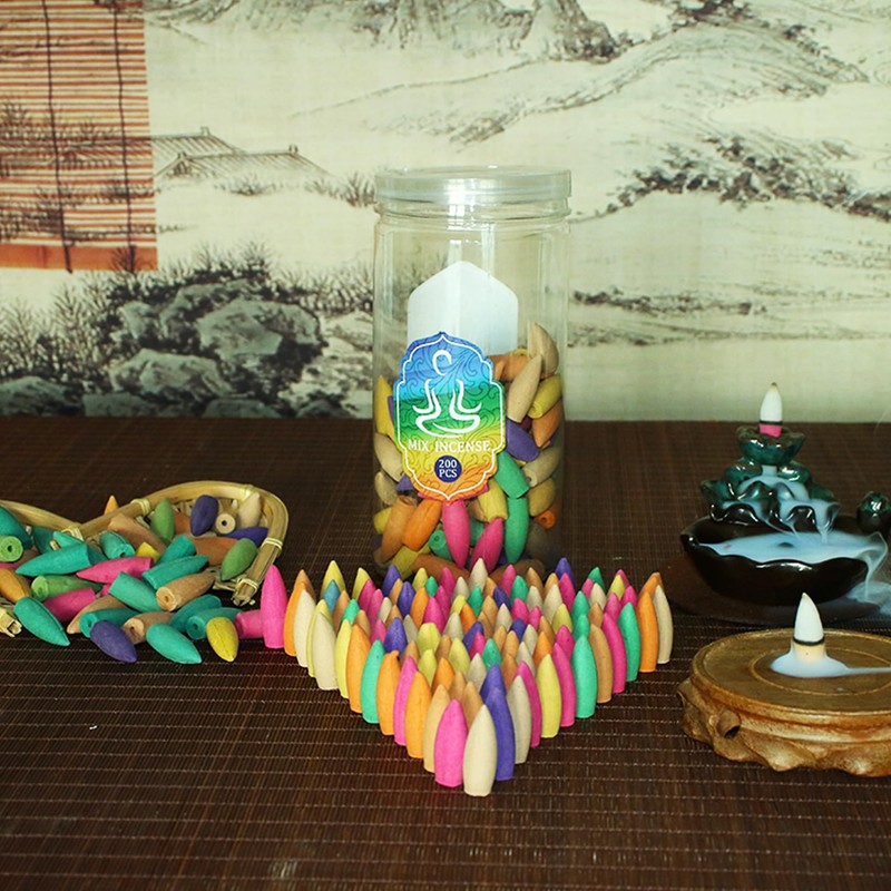 200 PCS Backflow Incense Cones for Waterfall Incense Burner, Mixed