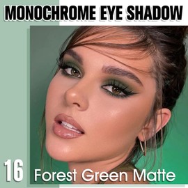 QIDSTERS Forest Green Matte Single Eyeshadow, Lightweight Blendable Mini Eye Shadow for Older Women, Monochrome Eyeshadow Palette Makeup Pigmented Waterproof, Vegan & Cruelty-Free, 16