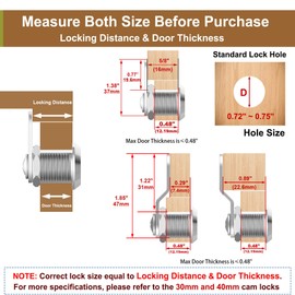 Hecfu 6 Pcs Cabinet Locks with Keys, 5/8" Cam Locks keyed Alike, RV Lock for Storage Compartment Door Cabinets Drawer Toolbox Lock, Zinc Alloy