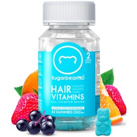 SugarbearPro Sugarbear Hair Vitamin Gummy 2 Month Supply Extra Strength Biotin 6000mcg, Growth for Men & Women, Vegan Vitamin B12, MSM, Inositol, Omega 3, Elderberry, Certified Kosher, Halal, Cruelty-Free