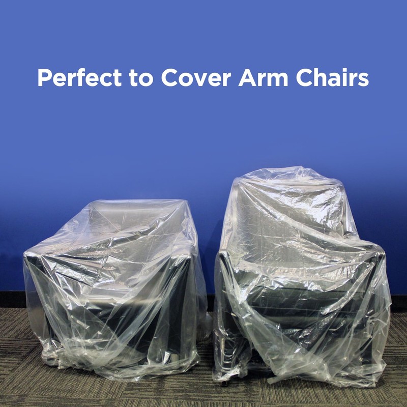 PackRite 4 Pack Plastic Chair Cover for Moving and Storage,