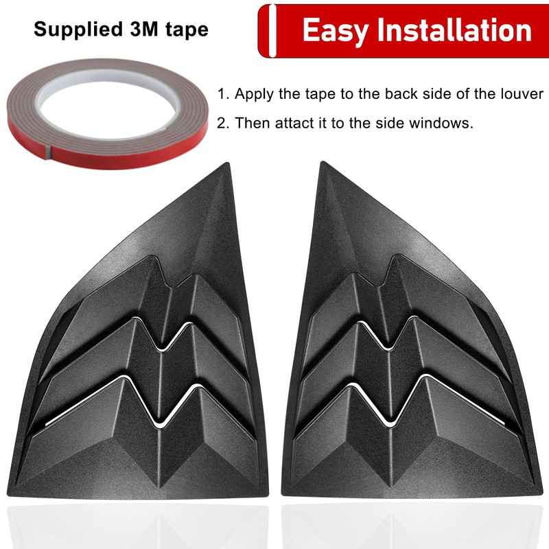 2 x Side Window Louvers for 2008-2024 Dodge Challenger, ABS