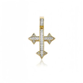 Zsllzm Cross Chain for Men Iced Out Gold Plated Cubic Zirconia Pendant Necklace With 24 inches Franco Chain Cross Necklace for Women Trendy Hip Hop Cross Faith Pendant