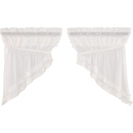 Prairie Swag Curtain White Ruffle Sheer Petticoat Length About 92cm Width 183cm