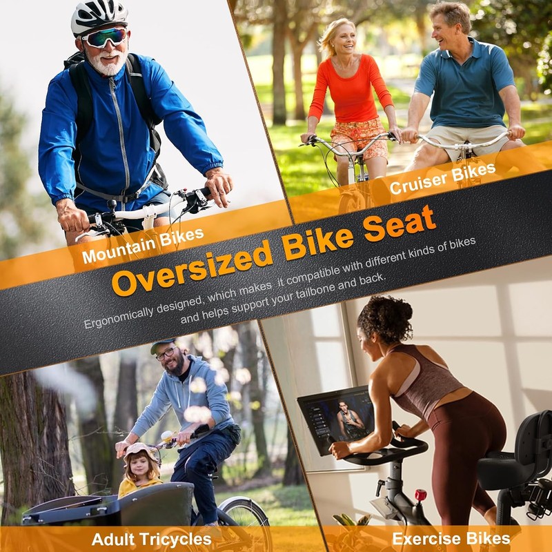 Bike Seat Noseless Wide Comfort Men Women Bicycle Saddle for