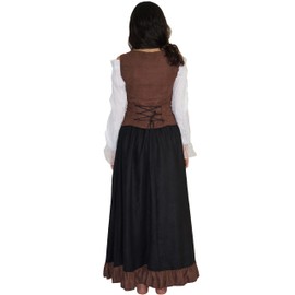 Medieval Costume Dress Ladies Maid 3 Piece Blouse Skirt and Vest Size M-L
