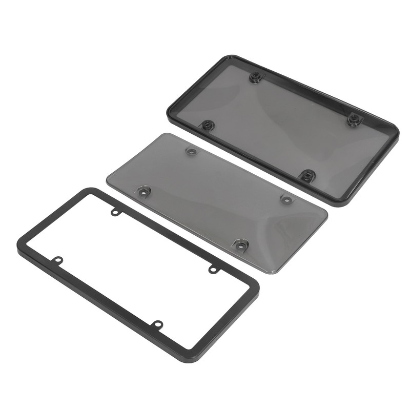 License Plate Frame Cover Set Standard Fit Smoky UV Resistant