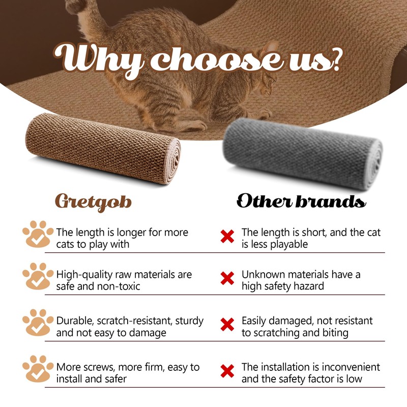 80"x15.7" Cat Wall Scratching Mat, Extra Large Cat Climbing Carpet