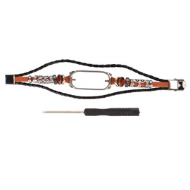 Leather Strap for Xiaomi 7 NFC Bracelet Metal Buckle Ethnic Style Retro Smart Watch Replacement Band for Mi Band 7 Brown and Silver