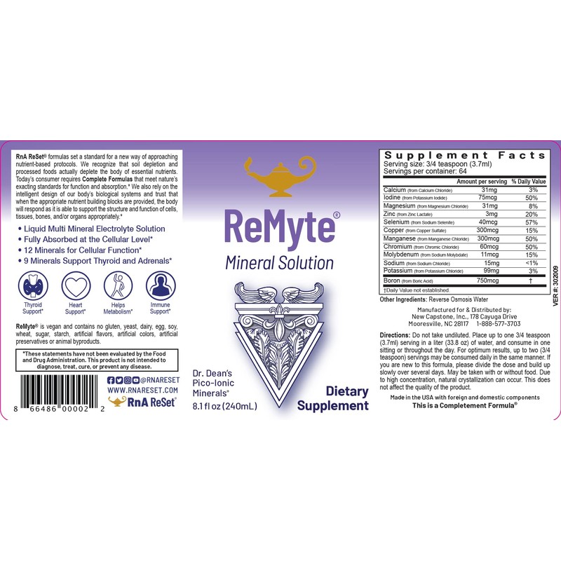 RnA ReSet ReMyte – Electrolyte Mineral Solution with Magnesium, Iodine,