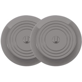 VIGOR PATH Set of 2 Silicone Tub Stoppers - 5.9 Inches Sink Stoppers - Flat Bathtub Drain Covers, Hair Catchers and Suction Bathtub Plugs for Kitchen, Bathroom and Laundry (Grey)