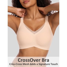 Vinfact Womens V Lace Wireless Seamless Bras No Underwire Comfort Push Up Bras Supportive Full Coverage Bralettes T Shirt Bra, Nude, XL