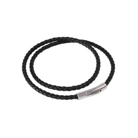 Fly Style Women's and Men's Braided Necklace with Clasp, Made of Faux Leather, Black, Necklace without Pendant,·3 mm, 4 mm, 38-70 cm, Stainless Steel