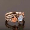 Vintage branch ring, rose gold maple leaf, double ring design,