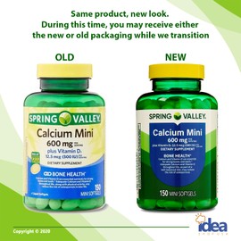 Calcium 600mg with Vitamin D3 Bone & Teeth Support, 150 Mini Softgels – Easy to Swallow, Gluten-Free, Non-GMO – Bundle with Vitamins & Minerals - A to Z - Better Idea Guide