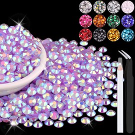 1500PCS 6mm Resin Jelly Rhinestones in Bulk (Lavender Purple AB), Bedazzling Flatback Crystals Rhinestones for Crafting DIY Nail Decoration, Gems Diomand Charms for Tumbler Shoes Clothing Fabric