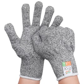 Cut-resistant gloves, powerful level 5 protection, work gloves, kitchen gloves, food-safe. For everyday use horticulture/construction site/kitchen, 1 pair (XL-white)