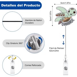 3pcs Llavero retráctil resistente,soporte de credencial con clip retráctil,soporte para insignia de trabajo,Clip de documento para profesor,identificación,Escolar y de Oficina