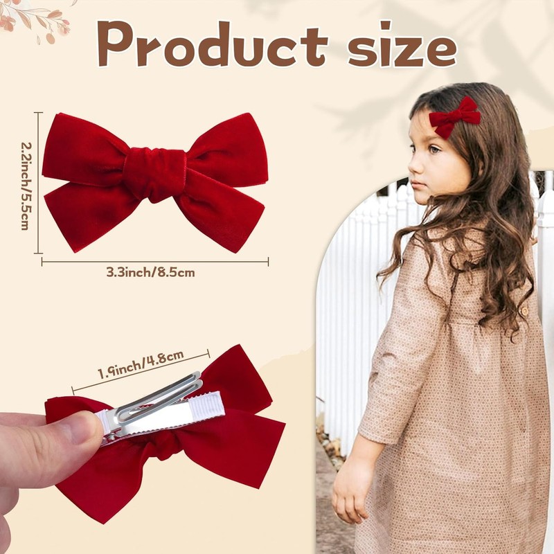 vobobe 40Pcs 3.5Inch Hair Bows for Toddler Girls, Velvet Neutral