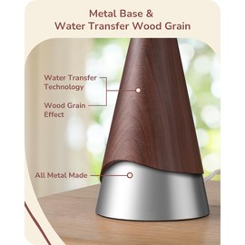 EDISHINE 21.85" Boho Table Lamp, Rustic Bedside Lamp, Water Transfer Red Wood Grain Metal Base, Beige Linen Shade, Farmhouse Nightstand Lamp for Living Room, Bedroom, Office, E26 Base
