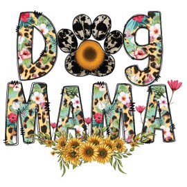 Dog Mama 5 Inch Waterproof Decal Sticker Wall Mom Mother Window Sunflower Love Pet Paw Dog Cat Family Bird Pets Pig Rabbit Lover Animal American Granddog Trainer CS1421-2PK