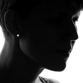 925 Sterling Silver 5mm Yellow Gold Plated Round AAA Cubic Zirconia Solitaire Stud Earrings For Women