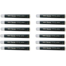 PENTEL FP10 Pack of 12 Sets of 4 Black Cartridges for PENTEL Brush Pen GFKP