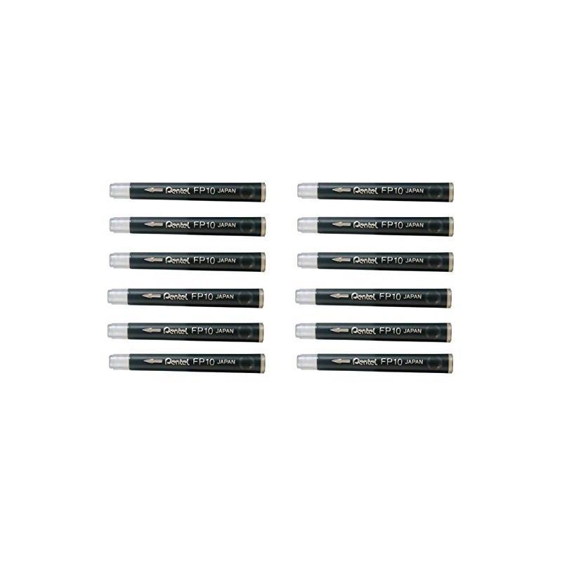 PENTEL FP10 Pack of 12 Sets of 4 Black Cartridges