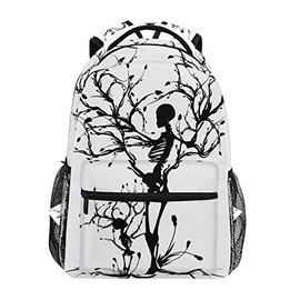 Backpack Black Day Of The Dead Skull Pattern Adults School Bag Casual College Bag Travel Zipper Bookbag Hiking Shoulder Daypack for Women Men