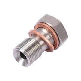 Zikefest M10x1.0 Metric Stainless Steel Single Banjo Bolt Brake Fitting Adapter 20mm, Thread Turbo Brake Line Fitting with Copper Washers