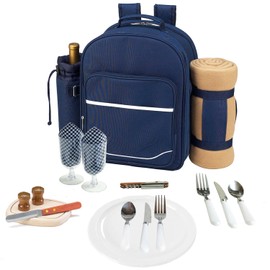 Picnic at Ascot Original Equipped 2 Person Picnic Backpack with Cooler, Insulated Wine Holder & Blanket - Designed & Assembled in the USA