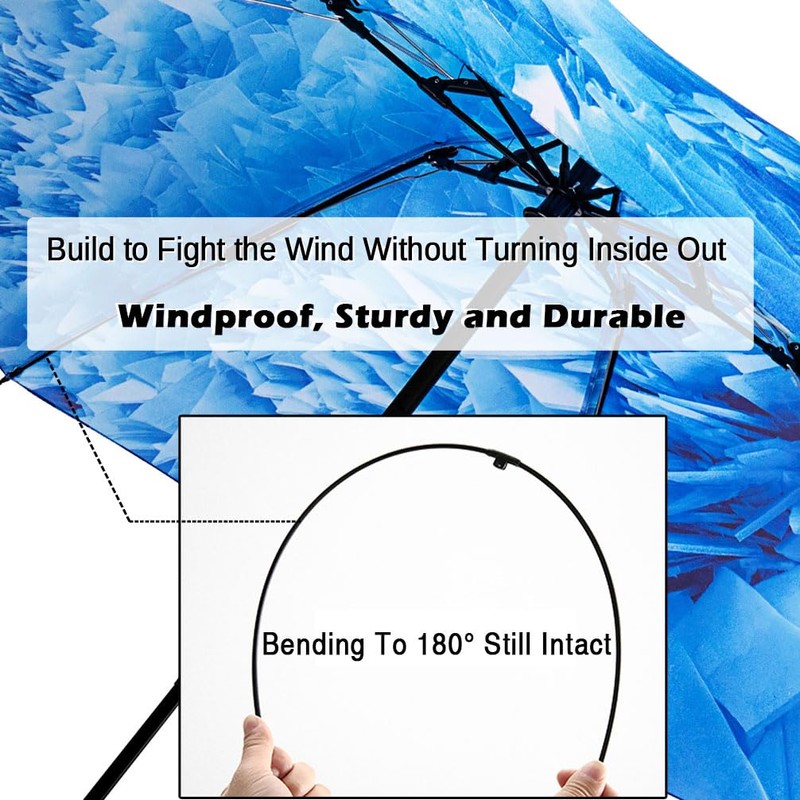 Umbrella Compact Inverted Folding Umbrellas Auto Open Close - H2.18.Blue