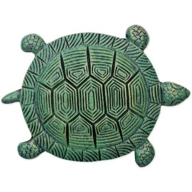 Sunset Vista Designs 93576 Garden Path Cast Iron Stepping Stone, Turtle - Verdigris