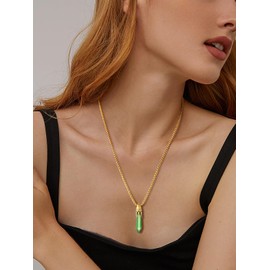 August Birthstone Necklace for Women, Gold Crown Charm Synthetic Peridot Pendant Birthday Jewelry for Girlfriend Wife