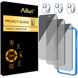 Ailun 3Pack Privacy Screen Protector for iPhone 15 Plus [6.7 inch]+3Pack Camera Lens Protector with installation frame,Dynamic Island Compatible,Anti Spy Private Tempered Glass[9H Hardness]