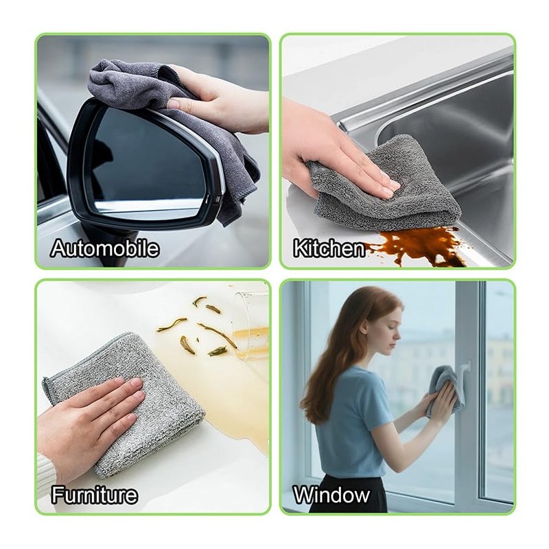 KyltoSynth Microfiber Cleaning Cloth, 3 Pcs Grey 11.4 inch x