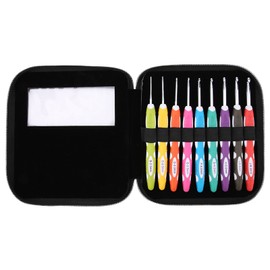 9PCS Crochet Hooks Set Knitting Smooth Needle Tools Ergonomic Plastic Handle Aluminum Hooks(#1)